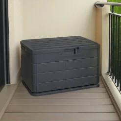 Baule Nero Antracite Chiusura Anta a Ribalta Materiale Piano in Plastica 76x55x52h cm, Colore Ripiano Nero - Cislago