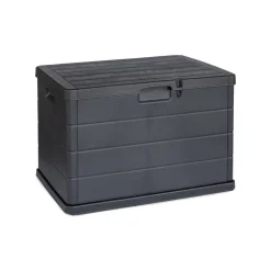 Baule Nero Antracite Chiusura Anta a Ribalta Materiale Piano in Plastica 76x55x52h cm, Colore Ripiano Nero - Cislago