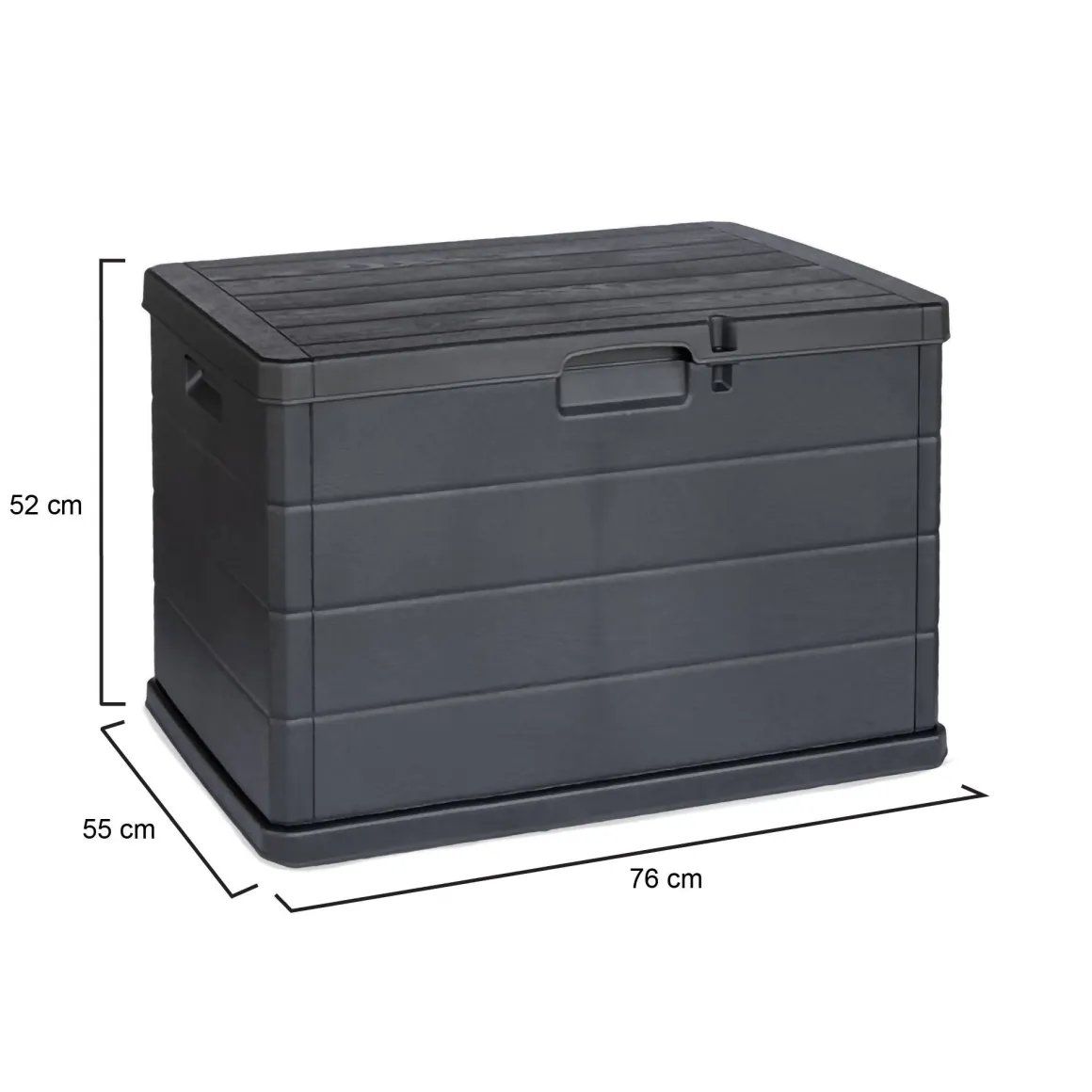 Baule Nero Antracite Chiusura Anta a Ribalta Materiale Piano in Plastica 76x55x52h cm, Colore Ripiano Nero - Cislago
