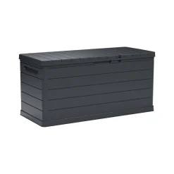 Bauli > Dmora Baule Resistente ai Raggi uv Impermeabile Capacità 350 l Chiusura Lucchetto 118.5x52x56.8h cm, Materiale Piano in Plastica - Nurri Nero Antracite