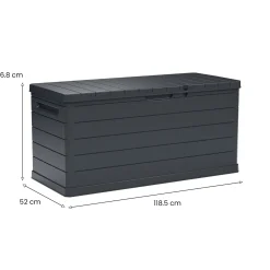 Bauli > Dmora Baule Resistente ai Raggi uv Impermeabile Capacità 350 l Chiusura Lucchetto 118.5x52x56.8h cm, Materiale Piano in Plastica - Nurri Nero Antracite