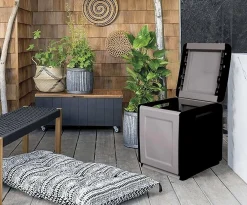 Bauletto da esterno quadrato 54x53x57h cm grigio chiaro e nero - Azziuro