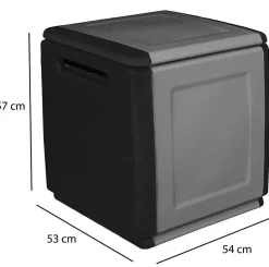 Bauletto da esterno quadrato 54x53x57h cm grigio chiaro e nero - Azziuro