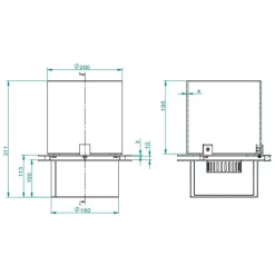 Bruciatore Ardore, 25x25 h31 cm, Grigio e Trasparente