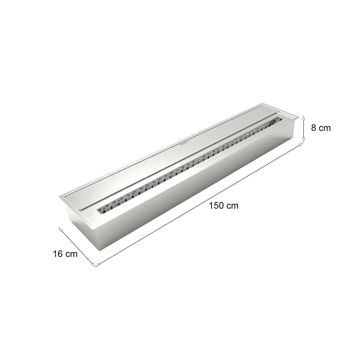 Bruciatore Argento Combustibile Bioetanolo Ecoflame Installazione Incasso, Adatto per Camino - Natta