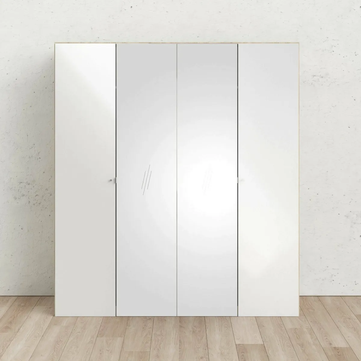Altri Guardaroba > Dmora Cabina armadio 4 ante quercia e bianca lucida 195x218h cm - Keila Bianco Lucido, Marrone Quercia