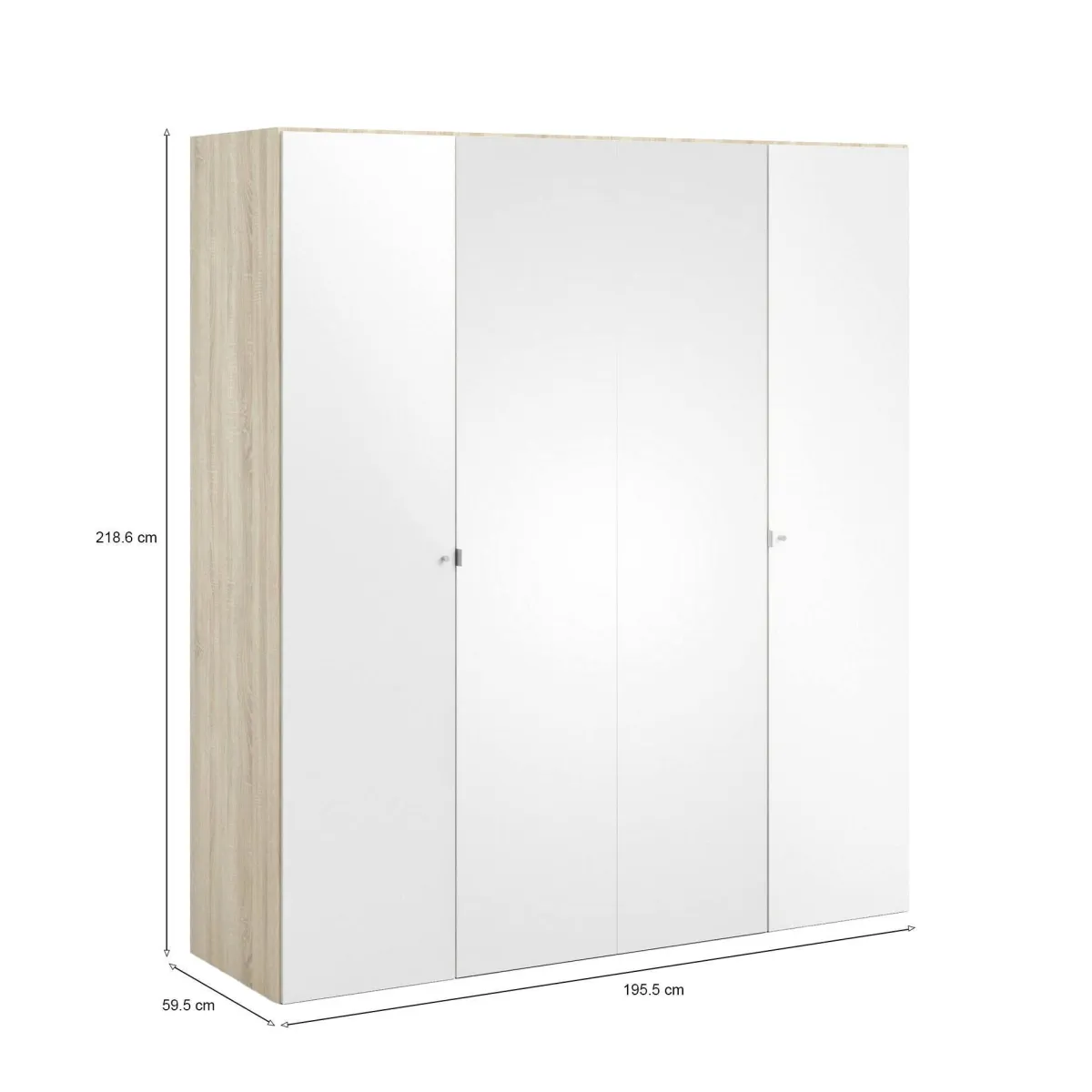 Altri Guardaroba > Dmora Cabina armadio 4 ante quercia e bianca lucida 195x218h cm - Keila Bianco Lucido, Marrone Quercia