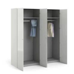 Altri Guardaroba > Dmora Cabina armadio 4 ante quercia e bianca lucida 195x218h cm - Keila Bianco Lucido, Marrone Quercia