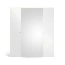 Altri Guardaroba > Dmora Cabina armadio 4 ante quercia e bianca lucida 195x218h cm - Keila Bianco Lucido, Marrone Quercia