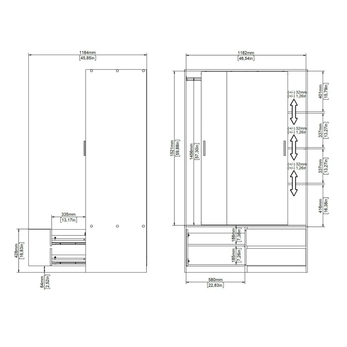 Altri Guardaroba > Dmora Cabina armadio 3 ante rovere 121x200h cm - Bedollo Marrone Rovere