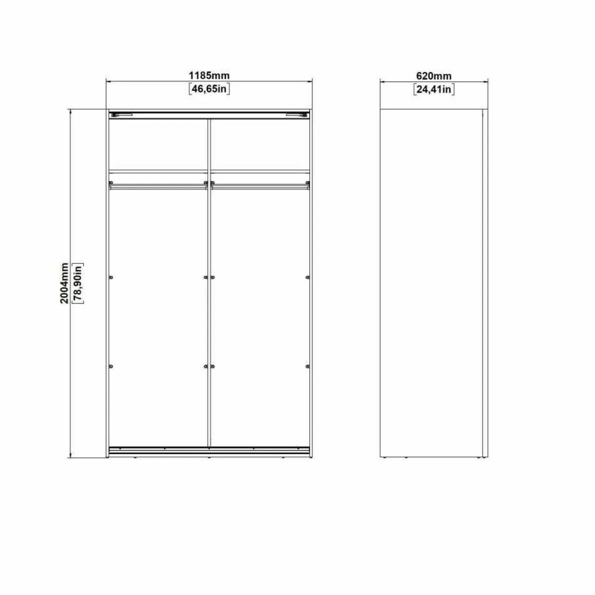Altri Guardaroba > Dmora Cabina armadio classica bianca 118x200h cm - Ethelfleda Bianco