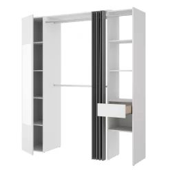 Altri Guardaroba|Camera Da Letto > Dmora Cabina armadio classica bianca e rovere 196x187h cm - Ary Marrone, Bianco Rovere