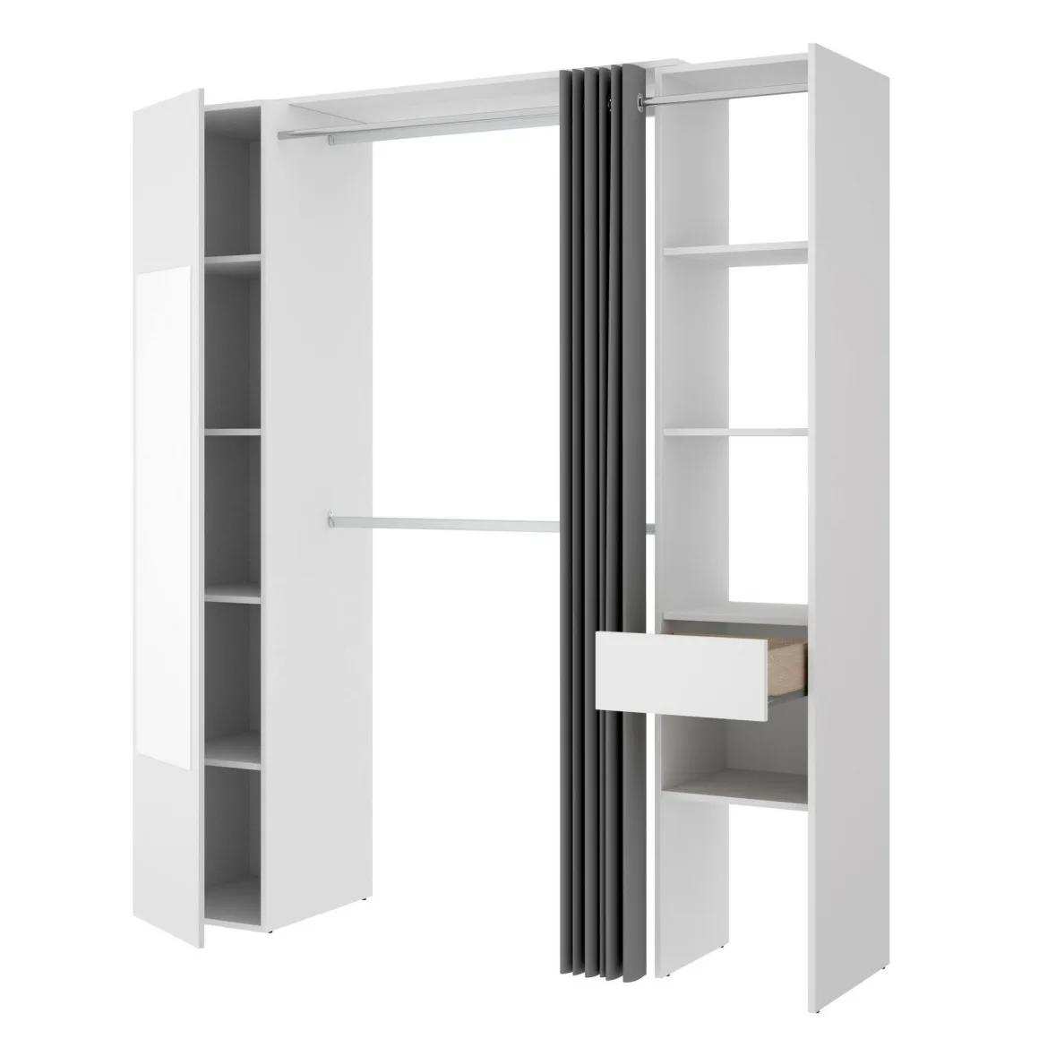 Altri Guardaroba|Camera Da Letto > Dmora Cabina armadio classica bianca e rovere 196x187h cm - Ary Marrone, Bianco Rovere