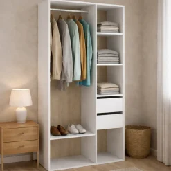 Cabina armadio classica bianca e rovere 98x205h cm - Maon