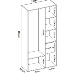 Cabina armadio classica bianca e rovere 98x205h cm - Maon