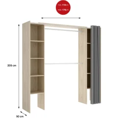 Cabine Armadio|Altri Guardaroba > Dmora Cabina armadio classica rovere 180x205h cm - Caloy Marrone Rovere