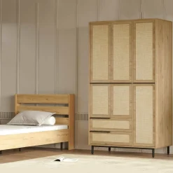 Altri Guardaroba > Dmora Cabina armadio con appendiabiti rovere e bianca opaca 119x184h cm - Dania Bianco Opaco, Marrone Rovere