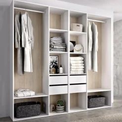Cabina armadio con cassetti bianca e rovere 196x205h cm - Mala