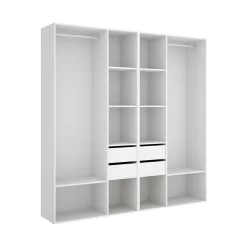 Cabina armadio con cassetti bianca e rovere 196x205h cm - Mala
