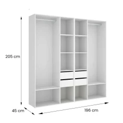 Cabina armadio con cassetti bianca e rovere 196x205h cm - Mala