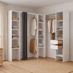 Altri Guardaroba > Dmora Cabina armadio con ripiani regolabili bianca 234x205h cm - Dindo Bianco