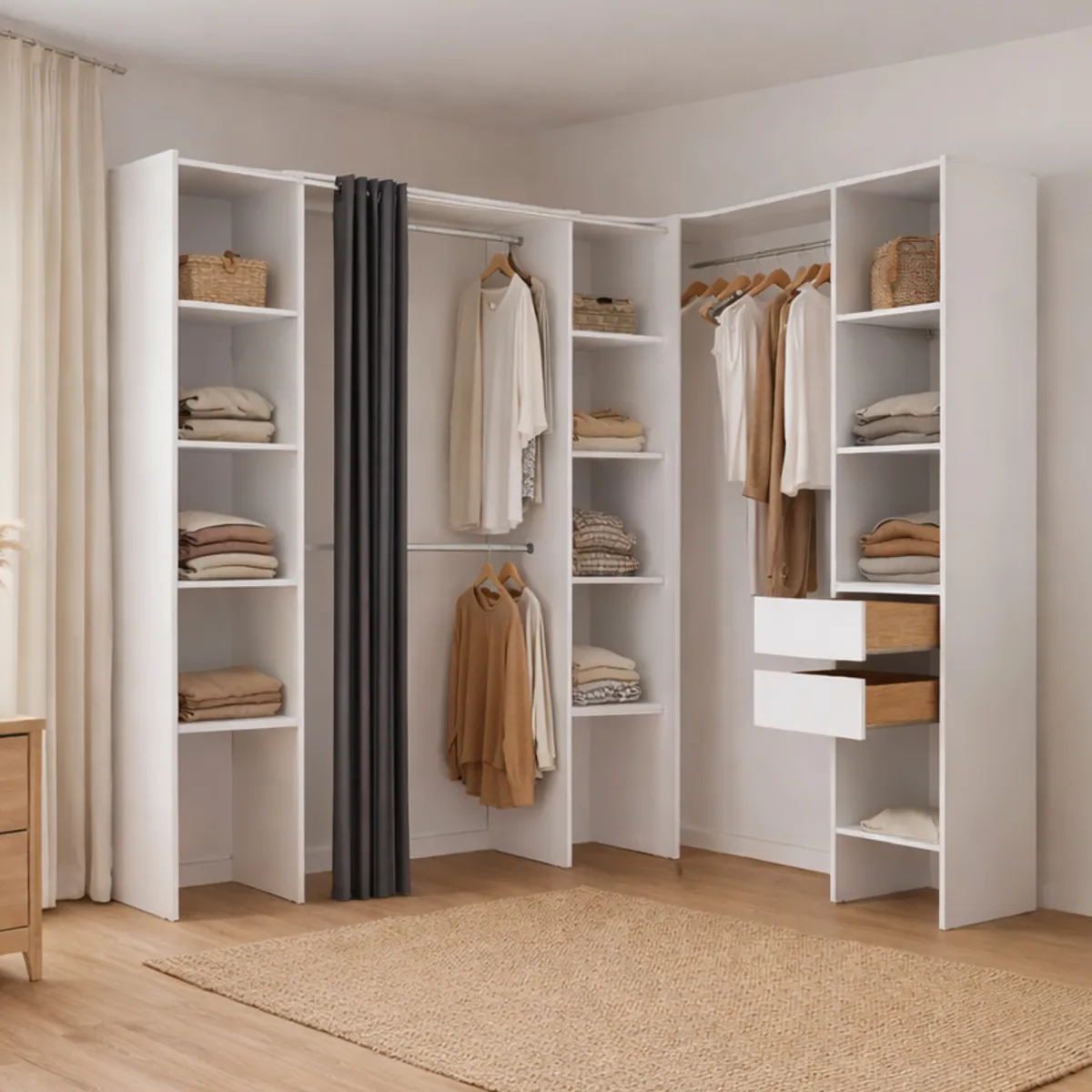 Altri Guardaroba > Dmora Cabina armadio con ripiani regolabili bianca 234x205h cm - Dindo Bianco