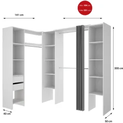 Altri Guardaroba > Dmora Cabina armadio con ripiani regolabili bianca 234x205h cm - Dindo Bianco