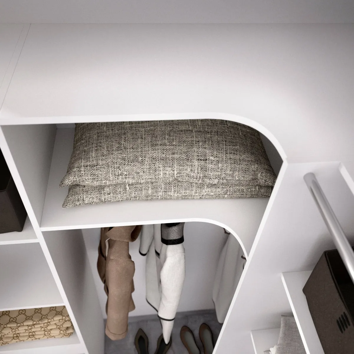 Altri Guardaroba > Dmora Cabina armadio con ripiani regolabili bianca 234x205h cm - Dindo Bianco