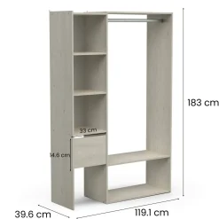 Altri Guardaroba|Camera Da Letto > Dmora Cabina armadio con ripiani regolabili rovere 160x187h cm - Fauno Marrone Rovere