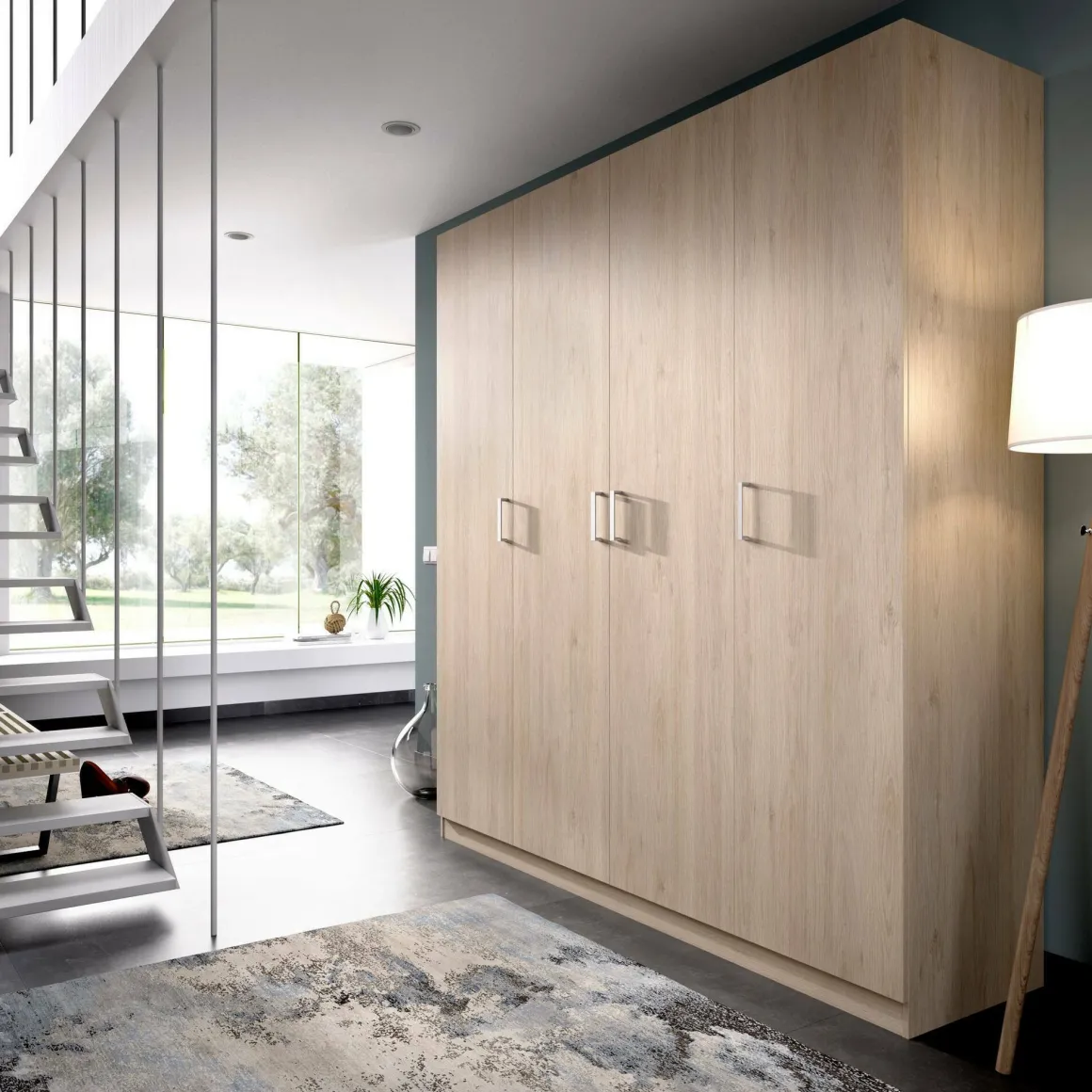 Altri Guardaroba > Dmora Cabina armadio con ripiani regolabili rovere 214x205h cm - Pali Marrone Rovere