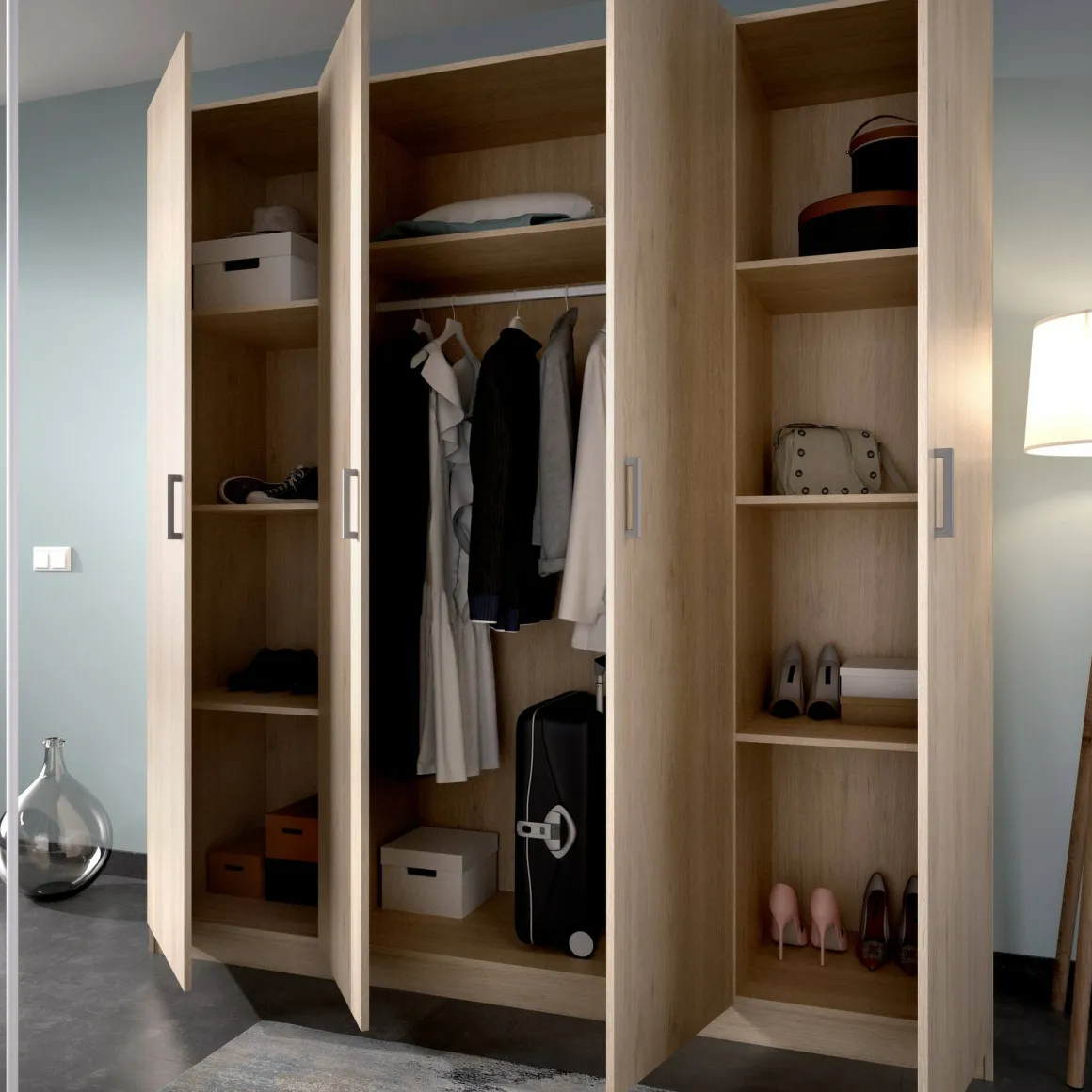 Altri Guardaroba > Dmora Cabina armadio con ripiani regolabili rovere 214x205h cm - Pali Marrone Rovere