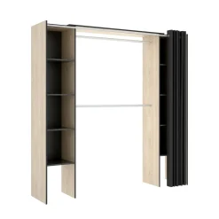 Cabine Armadio|Altri Guardaroba > Dmora Cabina armadio con tenda rovere e grigia 180x205h cm - Acron Grigio, Marrone Rovere