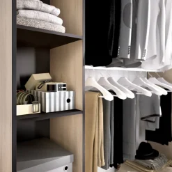 Cabine Armadio|Altri Guardaroba > Dmora Cabina armadio con tenda rovere e grigia 180x205h cm - Acron Grigio, Marrone Rovere