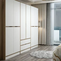 Cabina armadio grande bianca e oro 277x208h cm - Gaspard