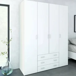 Altri Guardaroba > Dmora Cabina armadio in legno bianca lucida 154x200h cm - Amoruccio Bianco Lucido