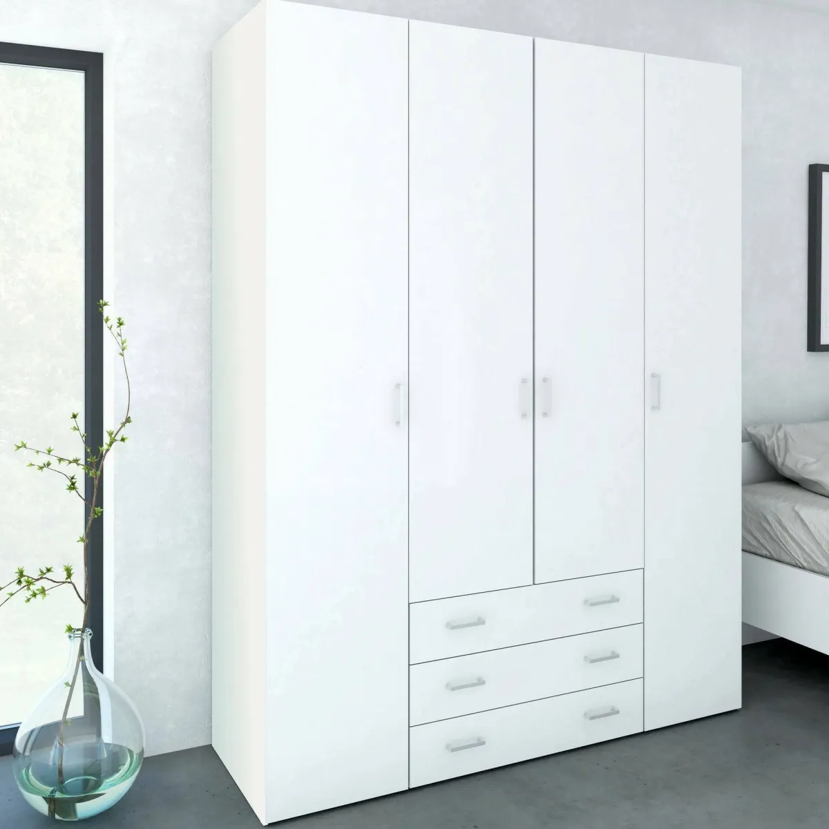 Altri Guardaroba > Dmora Cabina armadio in legno bianca lucida 154x200h cm - Amoruccio Bianco Lucido