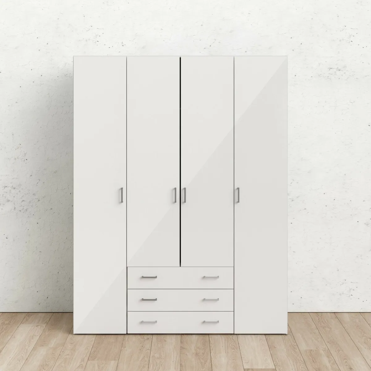 Altri Guardaroba > Dmora Cabina armadio in legno bianca lucida 154x200h cm - Amoruccio Bianco Lucido
