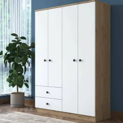 Cabina armadio in legno noce e bianca 120x170h cm - Acanto