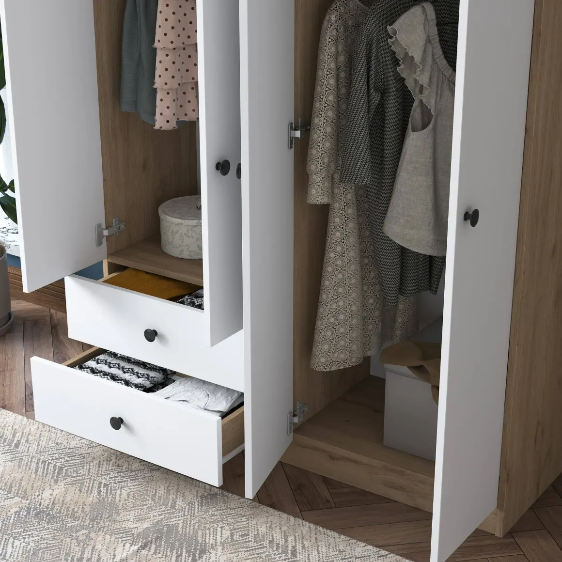 Cabina armadio in legno noce e bianca 120x170h cm - Acanto