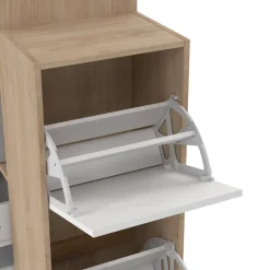 Altri Guardaroba > Dmora Cabina armadio in legno rovere e bianca 127x197h cm - Amaranto Bianco, Marrone Rovere