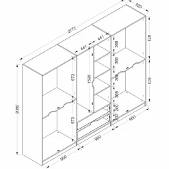 Cabina armadio salvaspazio nera e oro 277x208h cm - Gaspard