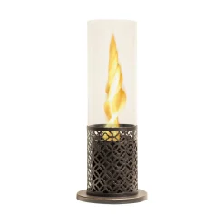 Caminetto a bioetanolo da tavolo 20x20x49h cm nero e oro - Alme