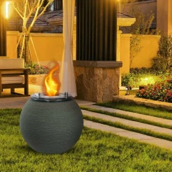 Camini A Bioetanolo > Dmora Caminetto a bioetanolo da tavolo 60x60x56h cm - Parbo Nero