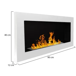 Camini A Bioetanolo > Dmora Camino a Bioetanolo Capacità 0.75 lt Superficie Riscaldabile 25 90x12x40h cm, Potenza (kw) 2.5 - Seulo Bianco