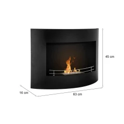 Camini A Bioetanolo > Dmora Camino a bioetanolo da parete 16x63x45h cm - Alpago Nero