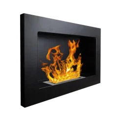 Camini A Bioetanolo > Dmora Camino a bioetanolo da parete o incasso 12x90x39h cm - Aisone Nero