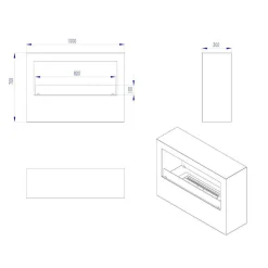 Camini A Bioetanolo > Dmora Camino a bioetanolo da pavimento 100x30x70h cm - Aicurzio Nero