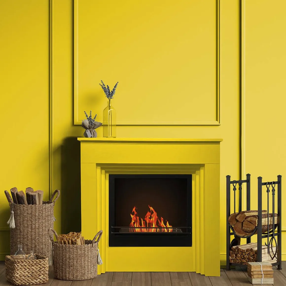Camini A Bioetanolo > Dmora Camino a bioetanolo da pavimento 35x96x96h cm - Kinsasa Grigio