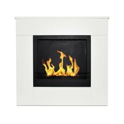 Camini A Bioetanolo > Dmora Camino a bioetanolo da pavimento 37x110x102h cm - Aradeo Bianco