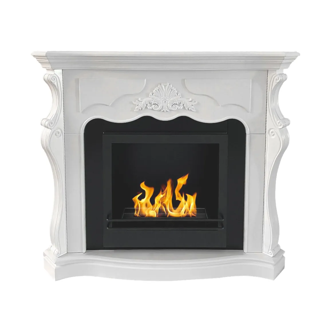 Camini A Bioetanolo > Dmora Camino a bioetanolo da pavimento 40x40x115h cm - Airasca Bianco